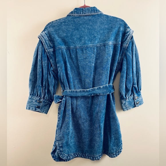 NWT Future Collective Kahlana Barfield Brown Long Sleeve Utility Denim Dress - Picture 4 of 6